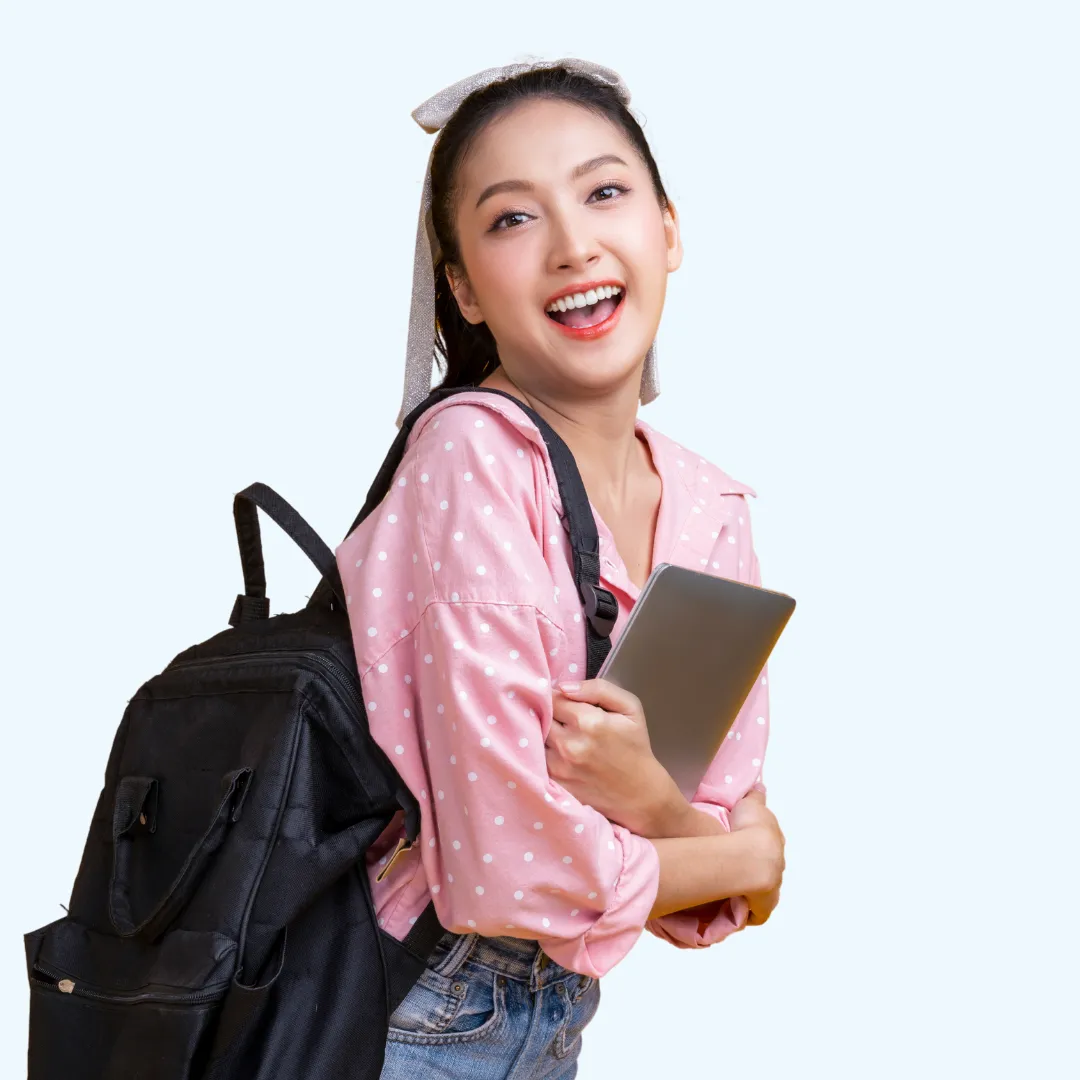 A learner standing and facing toward the camera